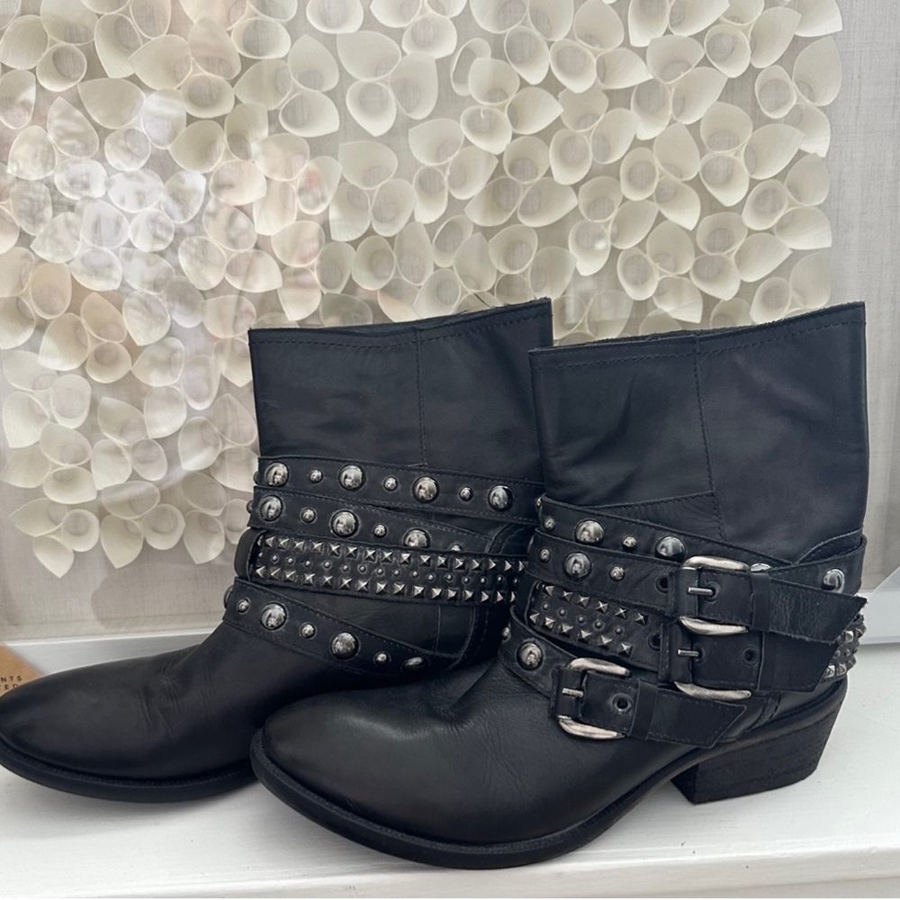 Russell & Bromley Black Studded Ankle Boots